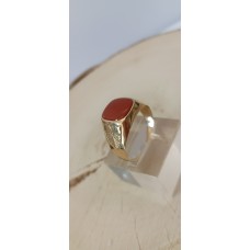 Δαχτυλίδι Χρυσό Ανδρικό 14K  με καπουσόν καφέ (RI526)